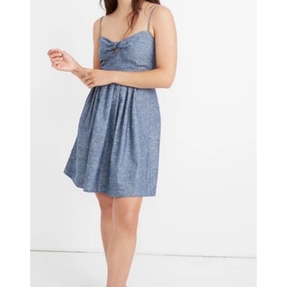 Madewell Chambray Tiefront Cutout Cami Dress Size 4 - Picture 1 of 10